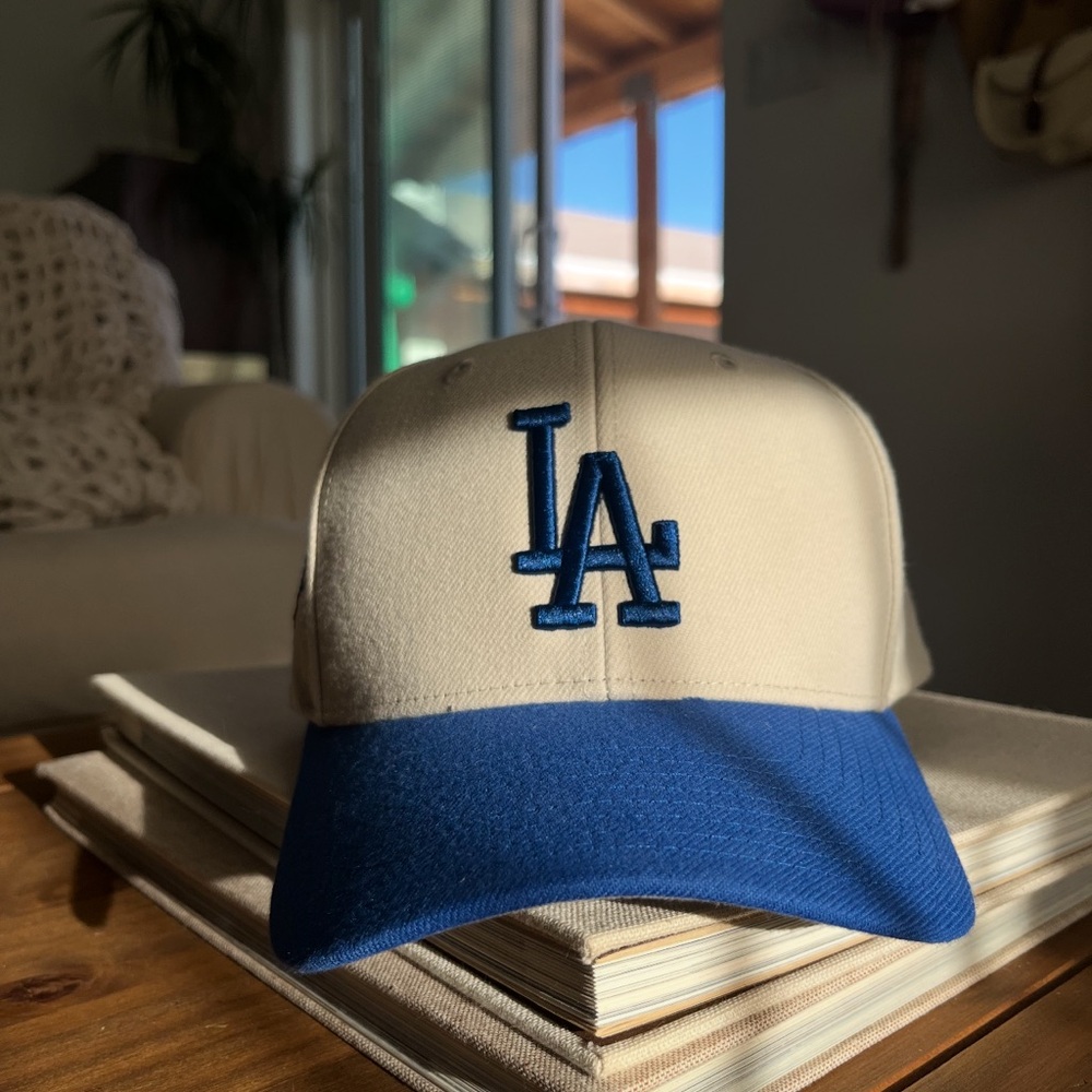 LA Logo Beige and Blue Cap